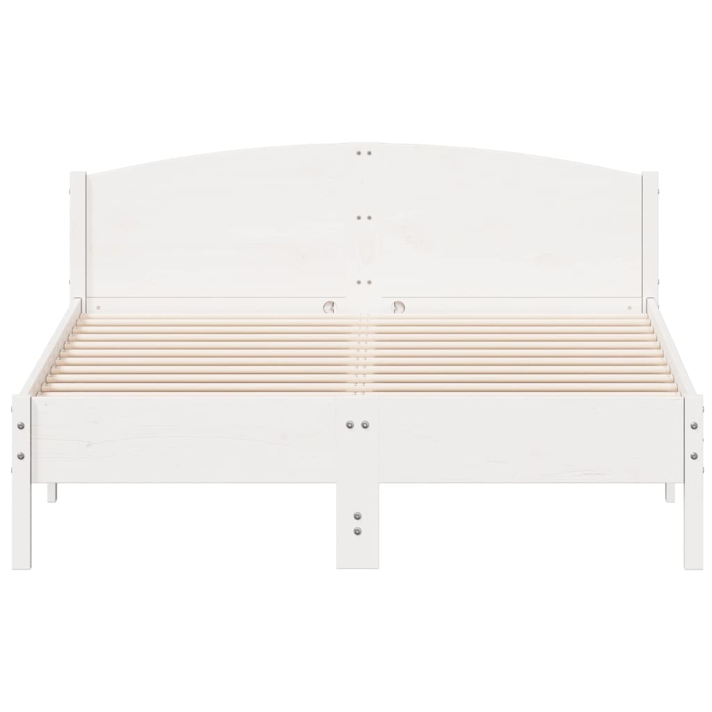 Bed Frame With Headboard White 160X200 Cm Solid Wood Pine