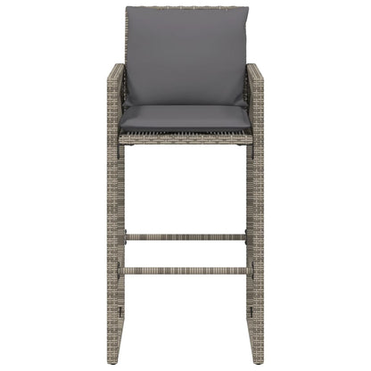 Garden Bar Stools With Cushions 2 Pcs Grey Poly Rattan