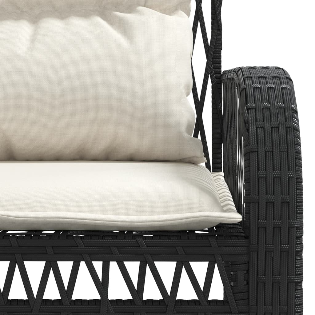 4 Piece Garden Sofa Set With Cushions Black Poly Rattan