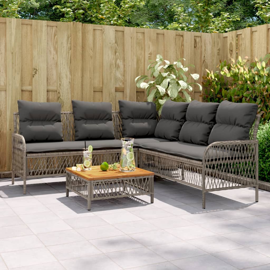 2 Piece Garden Sofa Set With Cushions Grey Poly Rattan