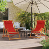 Folding Beach Chairs 2 Pcs Red Fabric