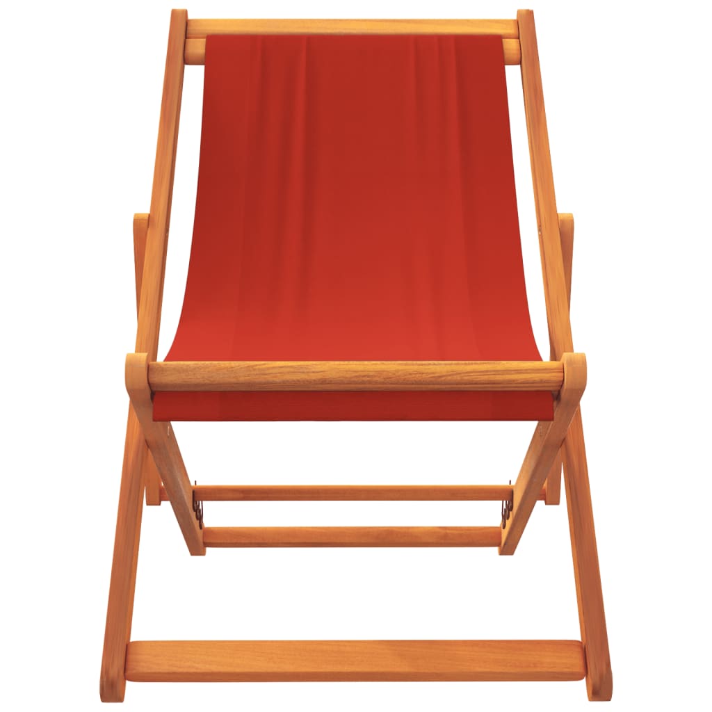 Folding Beach Chairs 2 Pcs Red Fabric