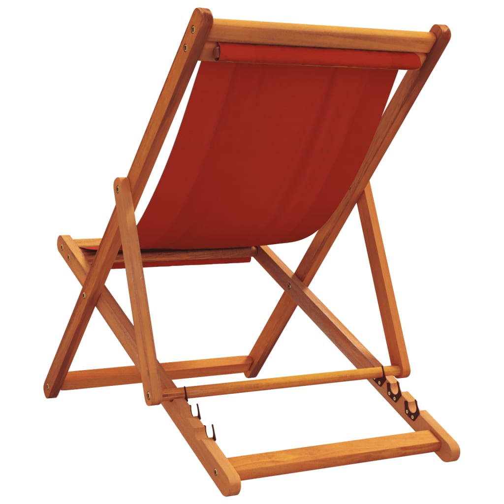 Folding Beach Chairs 2 Pcs Red Fabric