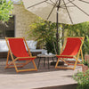 Folding Beach Chairs 2 Pcs Red Fabric